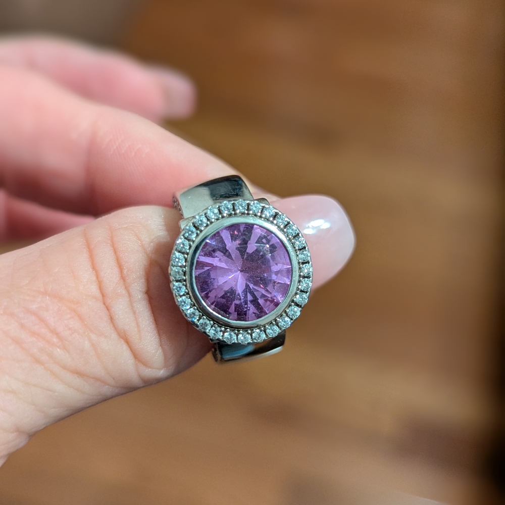 Elegant 925 Silver and Purple Amythest Ring